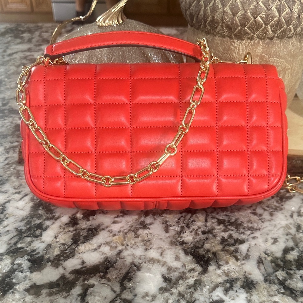 Michael Kors Vibrant Red Quilted Shoulder Bag - Picture 4 of 7